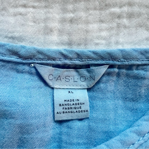 Ombre Cotton Gauze Top Blue to White Beachy Boho V Neck Tee Size XL - Picture 7 of 10